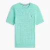 Camisola de malha com tranças de manga curta Camisola de malha com tranças de manga curta
