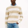 Camisola de malha com tranças e riscas Camisola de malha com tranças e riscas