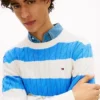 Camisola de malha com tranças e riscas Camisola de malha com tranças e riscas