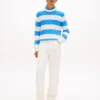 Camisola de malha com tranças e riscas Camisola de malha com tranças e riscas