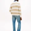 Camisola de malha com tranças e riscas Camisola de malha com tranças e riscas