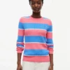 Camisola de malha com tranças e riscas de râguebi Camisola de malha com tranças e riscas de râguebi
