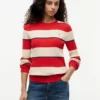 Camisola de malha com tranças e riscas de râguebi Camisola de malha com tranças e riscas de râguebi
