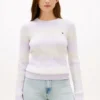 Camisola de malha com tranças e riscas de râguebi Camisola de malha com tranças e riscas de râguebi