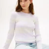 Camisola de malha com tranças e riscas de râguebi Camisola de malha com tranças e riscas de râguebi