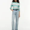 Camisola de malha com tranças e riscas de râguebi Camisola de malha com tranças e riscas de râguebi