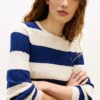 Camisola de malha com tranças e riscas de râguebi Camisola de malha com tranças e riscas de râguebi