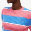 Camisola de malha com tranças e riscas de râguebi Camisola de malha com tranças e riscas de râguebi