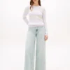 Camisola de malha com tranças e riscas de râguebi Camisola de malha com tranças e riscas de râguebi