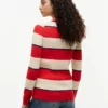 Camisola de malha com tranças e riscas de râguebi Camisola de malha com tranças e riscas de râguebi