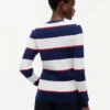 Camisola de malha com tranças e riscas de râguebi Camisola de malha com tranças e riscas de râguebi