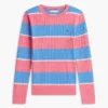 Camisola de malha com tranças e riscas de râguebi Camisola de malha com tranças e riscas de râguebi