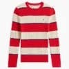 Camisola de malha com tranças e riscas de râguebi Camisola de malha com tranças e riscas de râguebi