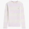 Camisola de malha com tranças e riscas de râguebi Camisola de malha com tranças e riscas de râguebi