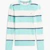 Camisola de malha com tranças e riscas de râguebi Camisola de malha com tranças e riscas de râguebi