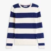 Camisola de malha com tranças e riscas de râguebi Camisola de malha com tranças e riscas de râguebi