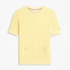 Camisola de manga curta com bolso em ponto de malha Camisola de manga curta com bolso em ponto de malha