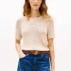 Camisola de manga curta em malha aberta Camisola de manga curta em malha aberta