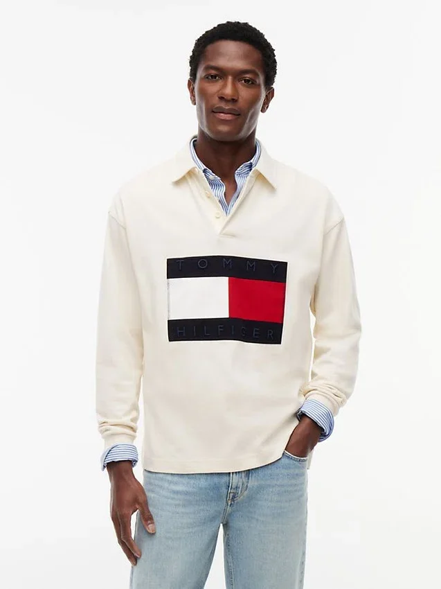 Camisola de râguebi com logótipo de bandeira grande Camisola de râguebi com logótipo de bandeira grande