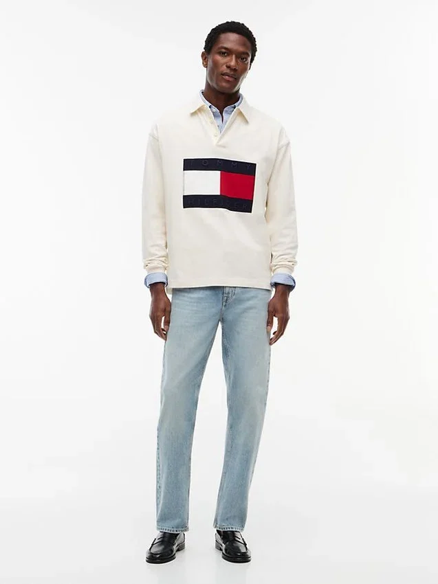 Camisola de râguebi com logótipo de bandeira grande Camisola de râguebi com logótipo de bandeira grande