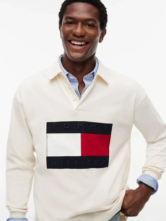 Camisola de râguebi com logótipo de bandeira grande Camisola de râguebi com logótipo de bandeira grande