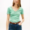 Camisola Favorita com Decote em V às Riscas Camisola Favorita com Decote em V às Riscas