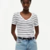 Camisola Favorita com Decote em V às Riscas Camisola Favorita com Decote em V às Riscas