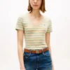 Camisola Favorita com Decote em V às Riscas Camisola Favorita com Decote em V às Riscas