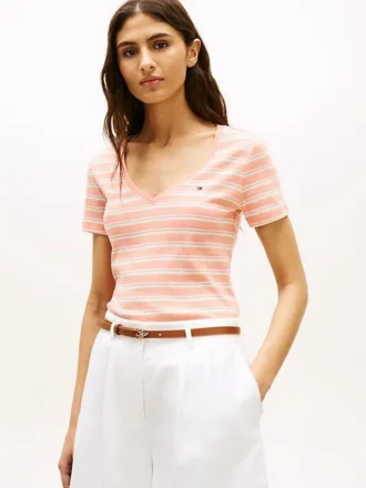 Camisola Favorita com Decote em V às Riscas