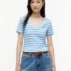 Camisola Favorita com Decote em V às Riscas Camisola Favorita com Decote em V às Riscas