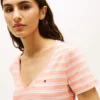 Camisola Favorita com Decote em V às Riscas Camisola Favorita com Decote em V às Riscas