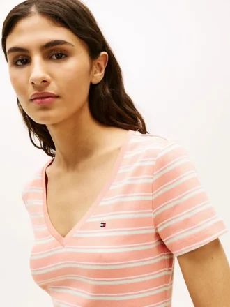 Camisola Favorita com Decote em V às Riscas