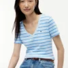 Camisola Favorita com Decote em V às Riscas Camisola Favorita com Decote em V às Riscas