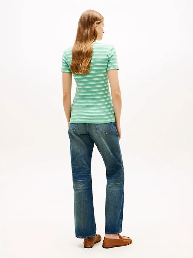 Camisola Favorita com Decote em V às Riscas Camisola Favorita com Decote em V às Riscas