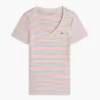 Camisola Favorita com Decote em V às Riscas Camisola Favorita com Decote em V às Riscas