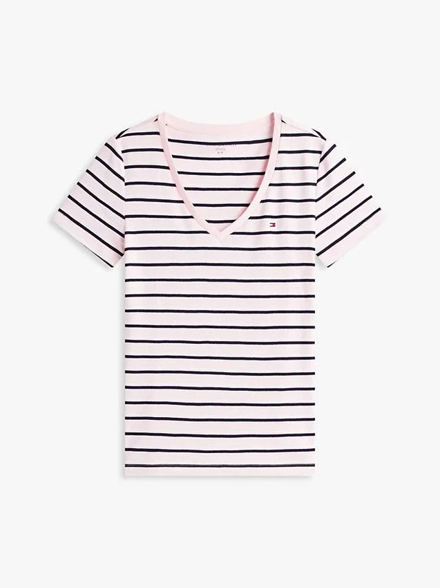 Camisola Favorita com Decote em V às Riscas Camisola Favorita com Decote em V às Riscas