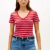 Camisola Favorita com Gola em V às Riscas Camisola Favorita com Gola em V às Riscas