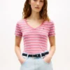 Camisola Favorita com Gola em V às Riscas Camisola Favorita com Gola em V às Riscas