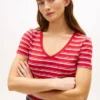 Camisola Favorita com Gola em V às Riscas Camisola Favorita com Gola em V às Riscas