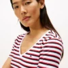 Camisola Favorite com gola em V e riscas Camisola Favorite com gola em V e riscas