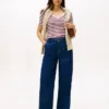 Camisola Favorite com gola em V e riscas Camisola Favorite com gola em V e riscas