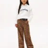 Camisola infantil com lantejoulas, logótipo e folhos Camisola infantil com lantejoulas, logótipo e folhos