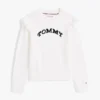 Camisola infantil com lantejoulas, logótipo e folhos Camisola infantil com lantejoulas, logótipo e folhos