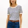 Camisola leve de calções de manga curta às riscas Camisola leve de calções de manga curta às riscas