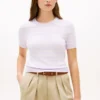 Camisola leve de calções de manga curta às riscas Camisola leve de calções de manga curta às riscas