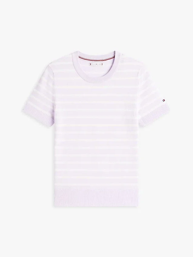 Camisola leve de calções de manga curta às riscas Camisola leve de calções de manga curta às riscas