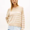 Camisola leve às riscas com efeito de camadas Camisola leve às riscas com efeito de camadas