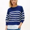 Camisola leve às riscas com efeito de camadas Camisola leve às riscas com efeito de camadas
