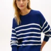 Camisola leve às riscas com efeito de camadas Camisola leve às riscas com efeito de camadas