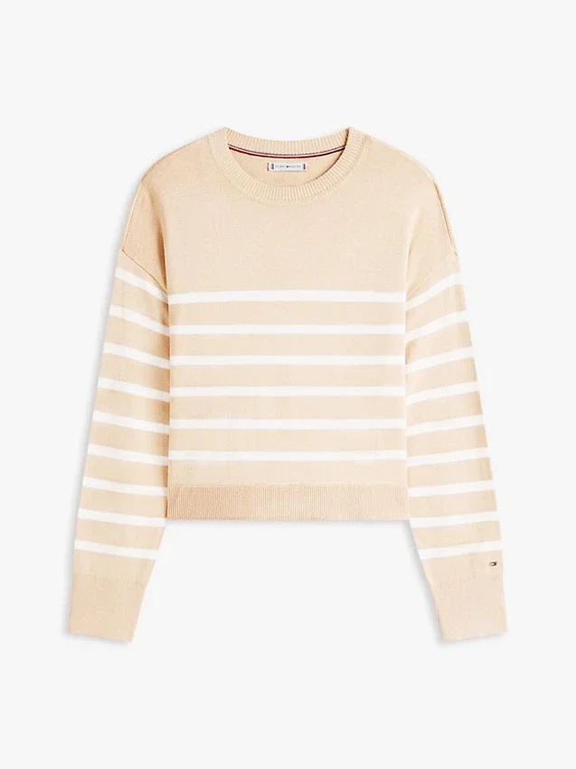 Camisola leve às riscas com efeito de camadas Camisola leve às riscas com efeito de camadas